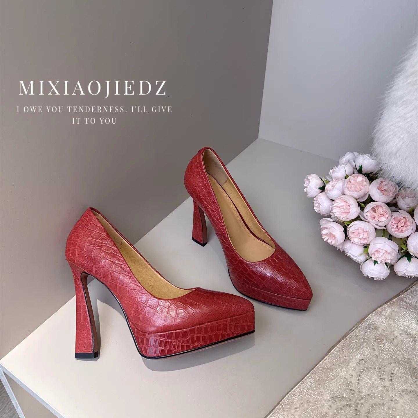 鞋子女2025新款爆款早秋鞋子防水台高跟鞋真皮不累脚浅口单鞋,女鞋,浅口单鞋,淘宝优惠券,粉丝福利购,淘宝优惠卷