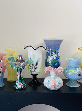 新款彩绘纯手工匠人玻璃工艺品手绘经典花瓶摆件欧式家居民宿软装