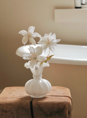 白色fenton芬顿珠瓜仙气花边复古ins风水培鲜花器软饰品手工法式