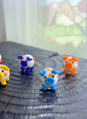 现货手作玻璃生肖猪工艺品摆件小动物可爱超萌迷你微观家居装饰