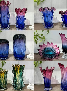 现代轻奢高档琉璃花瓶果盘套装家居客厅酒店样板房艺术摆件装饰品