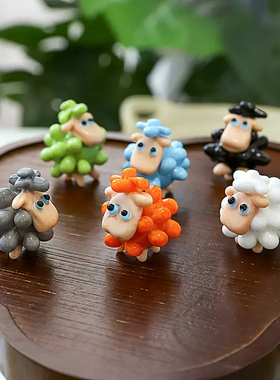 生肖羊摆件外贸出口手工玻璃装饰品桌面黑白色小花羊可爱萌宝宝