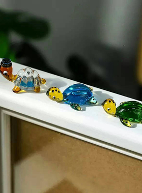 2025新款创意玻璃乌龟桌面摆件可爱卡通迷你小海龟摆件装饰摆件