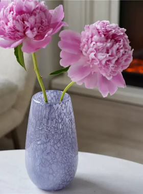 ins紫色纹理小口鲜花玻璃工艺品卧室水培 花瓶新款北欧风插花花器