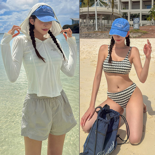 潜水服女长袖泳衣速干冲浪服分体防晒水母衣浮潜温泉沙滩度假泳装
