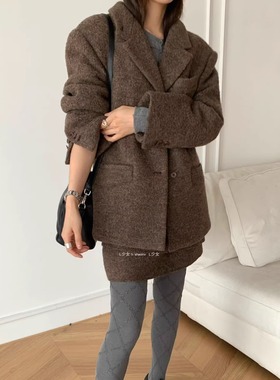L少女 waitmore百分之70羊毛 呢子西装外套女厚实保暖大衣625825