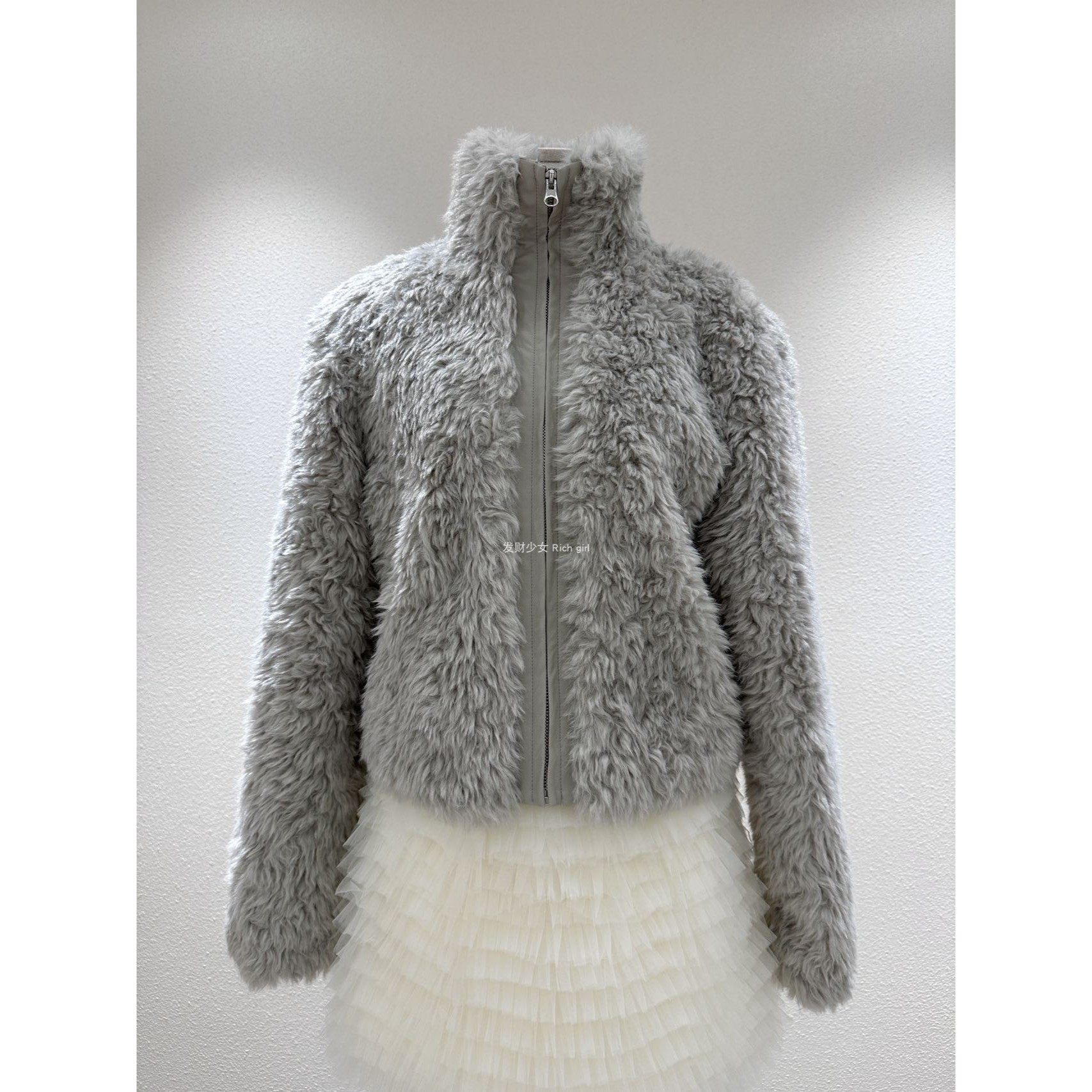 L少女 ovinsyang好韩系 毛绒绒羊羔毛外套女短款小个子毛毛大衣