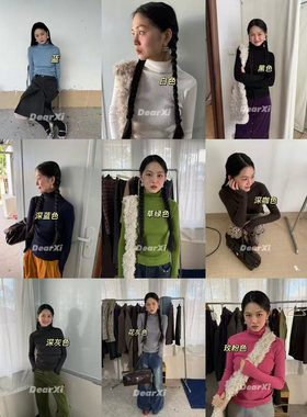 L少女 DEAR.XI 强推！高领打底衫休闲感坑条多色百搭针织衫07881