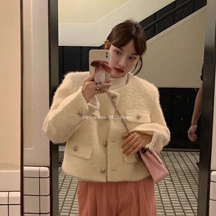 财阀大小姐法式 高级感羊毛大衣短上衣 小香风外套女小个子2025新款