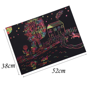 4开炫彩刮画纸4k 幼儿园儿童涂鸦美术绘画纸刮蜡纸刮刮画大张包邮