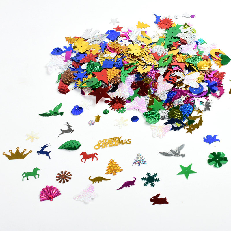 diy手工亮片 手工diy配件珠光亮片闪光贴片贺卡彩色形状装饰材料