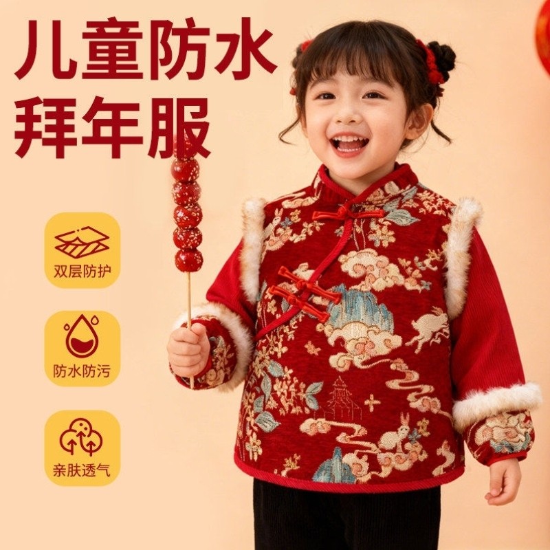 中国风儿童唐装汉服刺绣拜年服吃饭围兜男女宝宝防水罩衣春节围裙,童装/婴儿装/亲子装,反穿衣/罩衣,淘宝优惠券,粉丝福利购,淘宝优惠卷