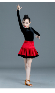 拉丁舞蹈服练功服女儿童专业少儿长袖分体套装拉丁舞服女童秋冬装