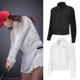 26韩国高尔夫女士立领拼接拉链外套运动风百搭舒适保暖鹅绒上衣