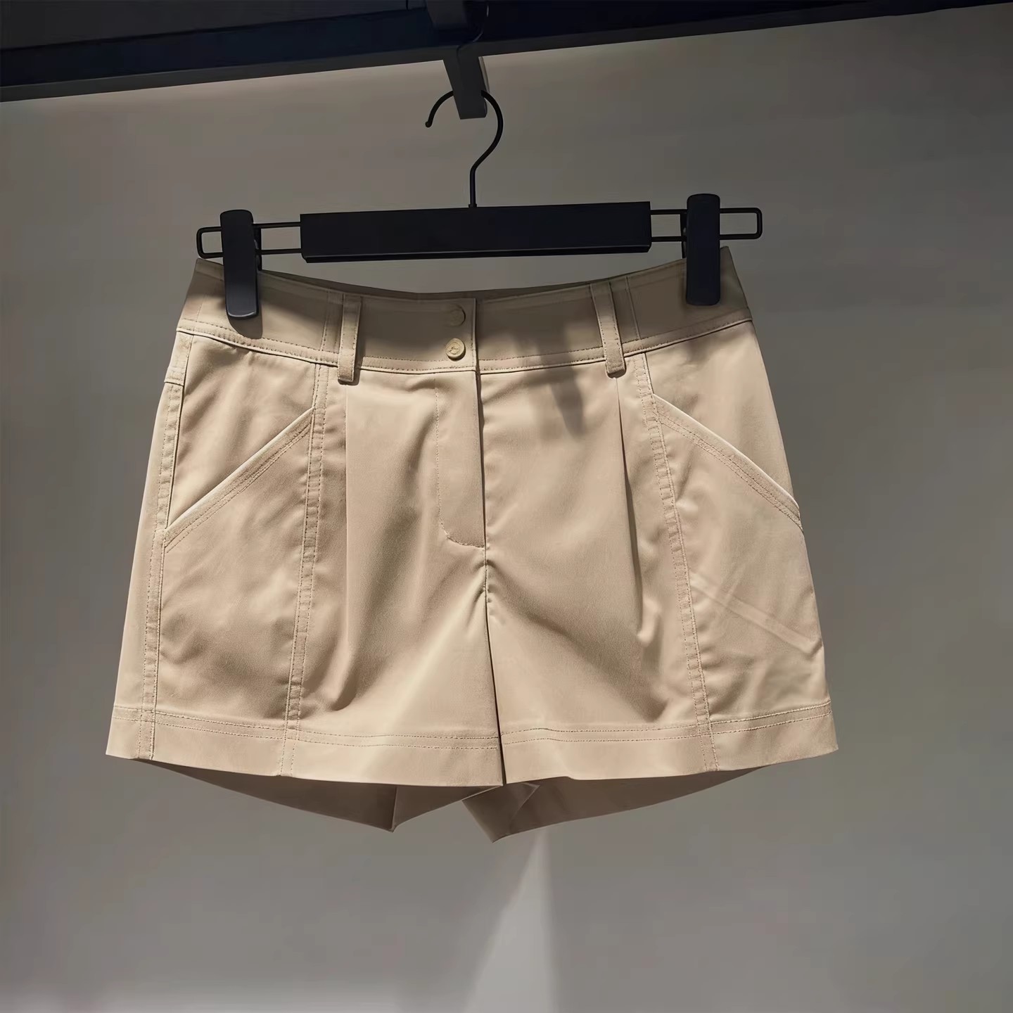 韩系高尔夫穿搭女士高腰直筒短裤运动休闲百搭弹力口袋golf五分裤