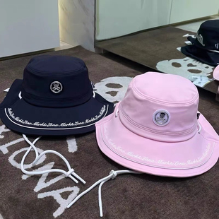 新款高尔夫女士球帽标志字母印花宽帽檐户外运动透气有顶帽防晒帽