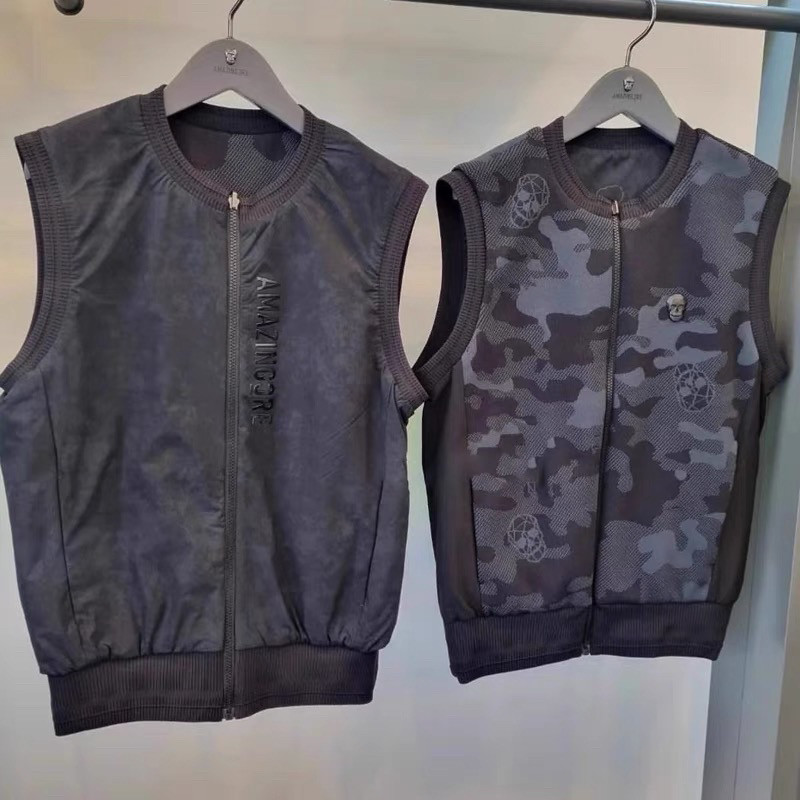 24秋冬新款高尔夫服装男士拉链迷彩标志无袖休闲百搭针织马甲背心