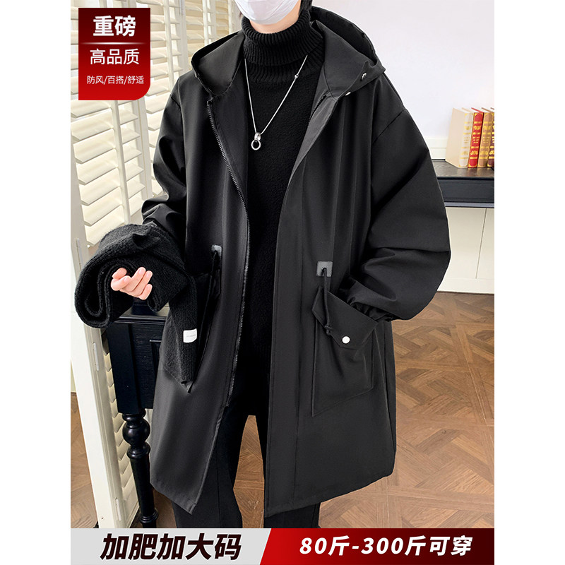 加大码棉衣男冬季加厚保暖中长款风衣外套棉服潮牌胖子胖人宽松