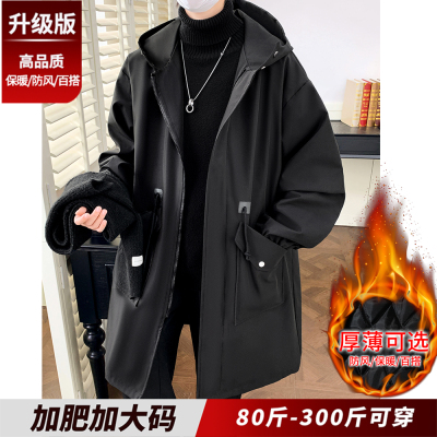 加棉加厚防风保暖中长款棉衣男款