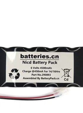PartNo290893 6Volts 4500mAh Nicd Battery Pack 镍氢充电电池组