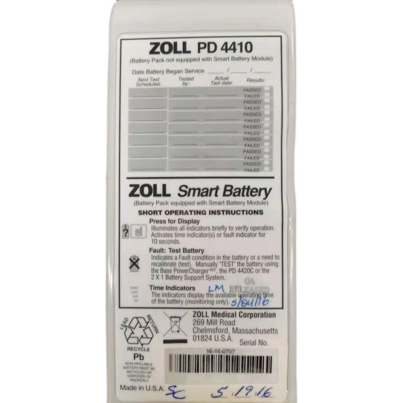 适用美国进口ZOLL卓尔PD4410\M-Serie\1600\2000除颤仪10V2.5电池
