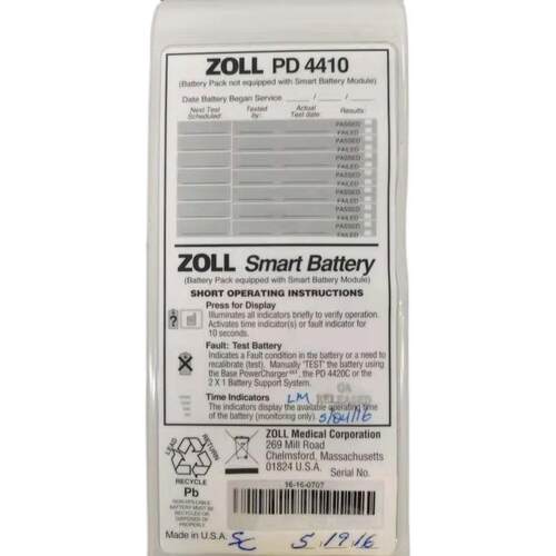 适用美国进口ZOLL卓尔PD4410\M-Serie\1600\2000除颤仪10V2.5电池