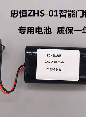 忠恒 ZNS-01电池 智能锁黑色充电锂电池 7.4V 2600mAh 充电器配件