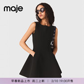 新款 女装 法式 Maje情人节礼物2026春季 背部仿钻蝴蝶结装 饰连衣裙