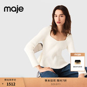 末7折Maje秀场同款 方领长袖 2025秋冬新款 季 女装 法式 短款 针织上衣