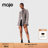时尚 女装 收腰羊毛混纺灰色双面呢大衣外套 末7折Maje2025秋冬款 季