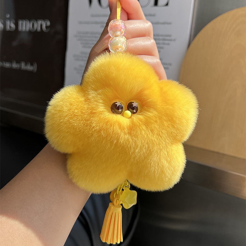 CC皮草幸运星车内后视镜装饰挂件