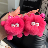 可爱獭兔毛小煤球包包挂件书包丑东西公仔挂饰卡通玩偶汽车钥匙扣