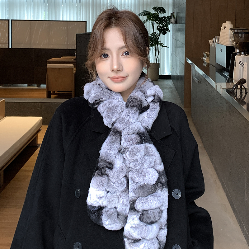 冬季双面加厚皮草围巾时尚气质款
