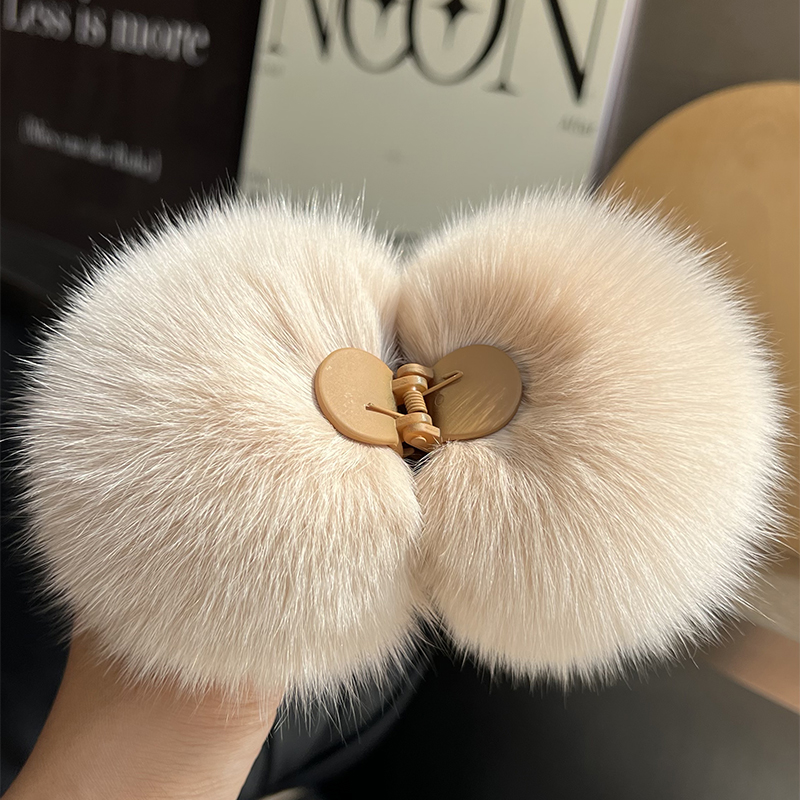 毛毛抓夹狐狸毛后脑勺盘发鲨鱼夹