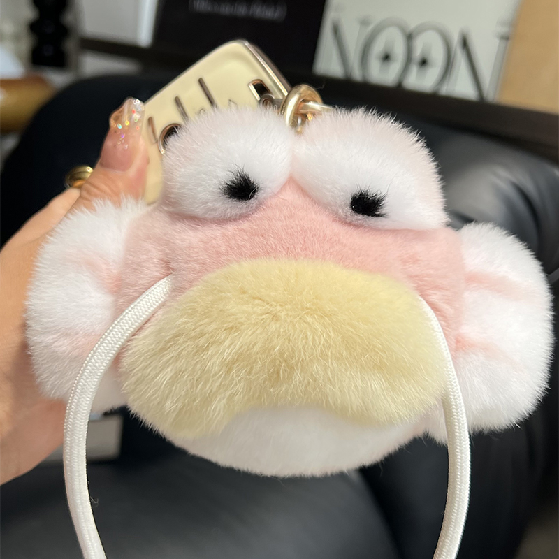 可爱獭兔毛小鱼钥匙扣包包挂件