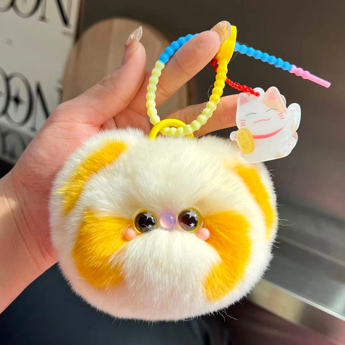CC皮草可爱嘟嘟猫钥匙扣包包挂件