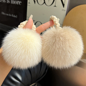 高级感毛球发圈狐狸毛球头绳扎头发橡皮筋高弹力耐用发绳皮套发饰