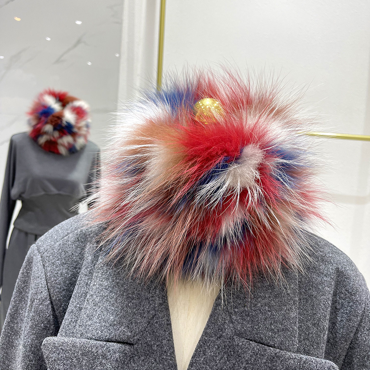 韩国真狐狸毛围巾秋冬保暖毛绒弹力头套发带头箍加厚皮草脖套围脖