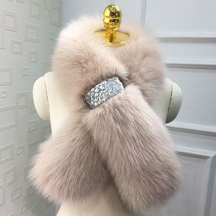 保暖皮草毛领子 围巾女冬季 韩版 皮草围巾女狐狸毛围脖百搭加厚长款