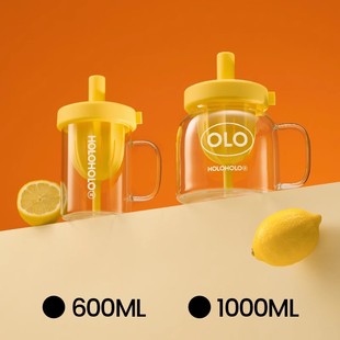 holoholo玻璃杯家用耐高温茶水分离杯子女高硼硅吸管杯大容量水杯