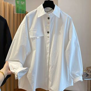 女春秋宽松休闲显瘦原宿BF风胖mm260斤开衫 衬衫 上衣 300斤长袖 大码