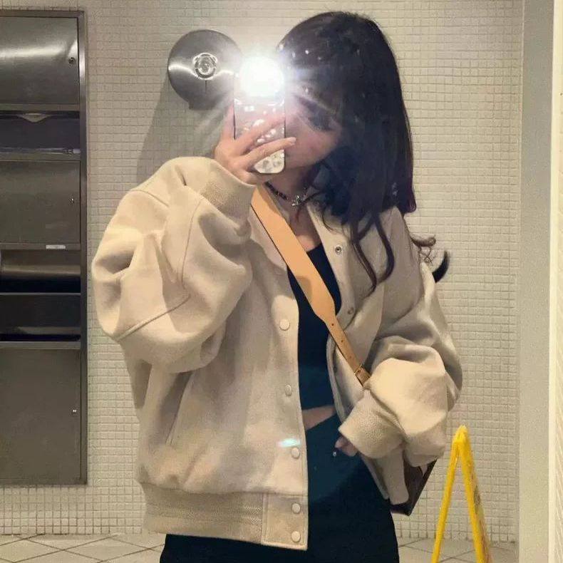 大码300斤美式复古棒球服外套女秋冬加绒宽松显瘦卡其色短款夹克,女装/女士精品,短外套,淘宝优惠券,粉丝福利购,淘宝优惠卷