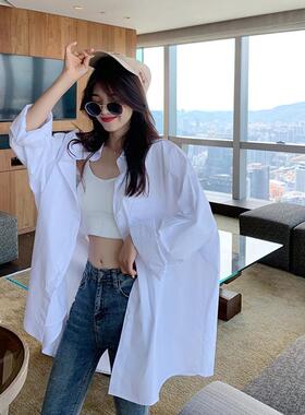 胖MM特大码300斤白色衬衫女春秋韩版bf宽松显瘦慵懒风中长款衬衣