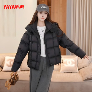 鸭鸭派克羽绒服女短款2025冬季新款时尚加厚百搭保暖户外工装外套