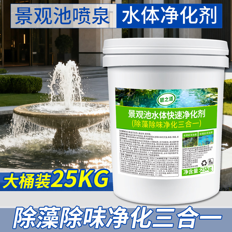 五星酒店景观池水体净化剂消防水池水景水塔绿青苔藓灭水藻清除剂