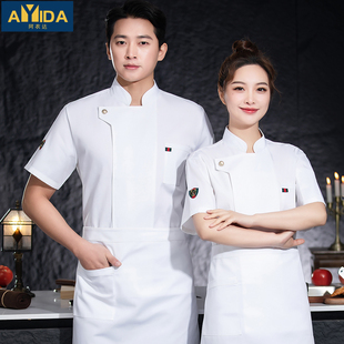 短袖厨师工作服夏季透气餐厅饭店后厨中餐西餐烘培工装男女糕点店