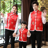 圣诞节庆马甲超市背心红色舞台演出服新年唐装 旦棉坎肩 幼儿校园元