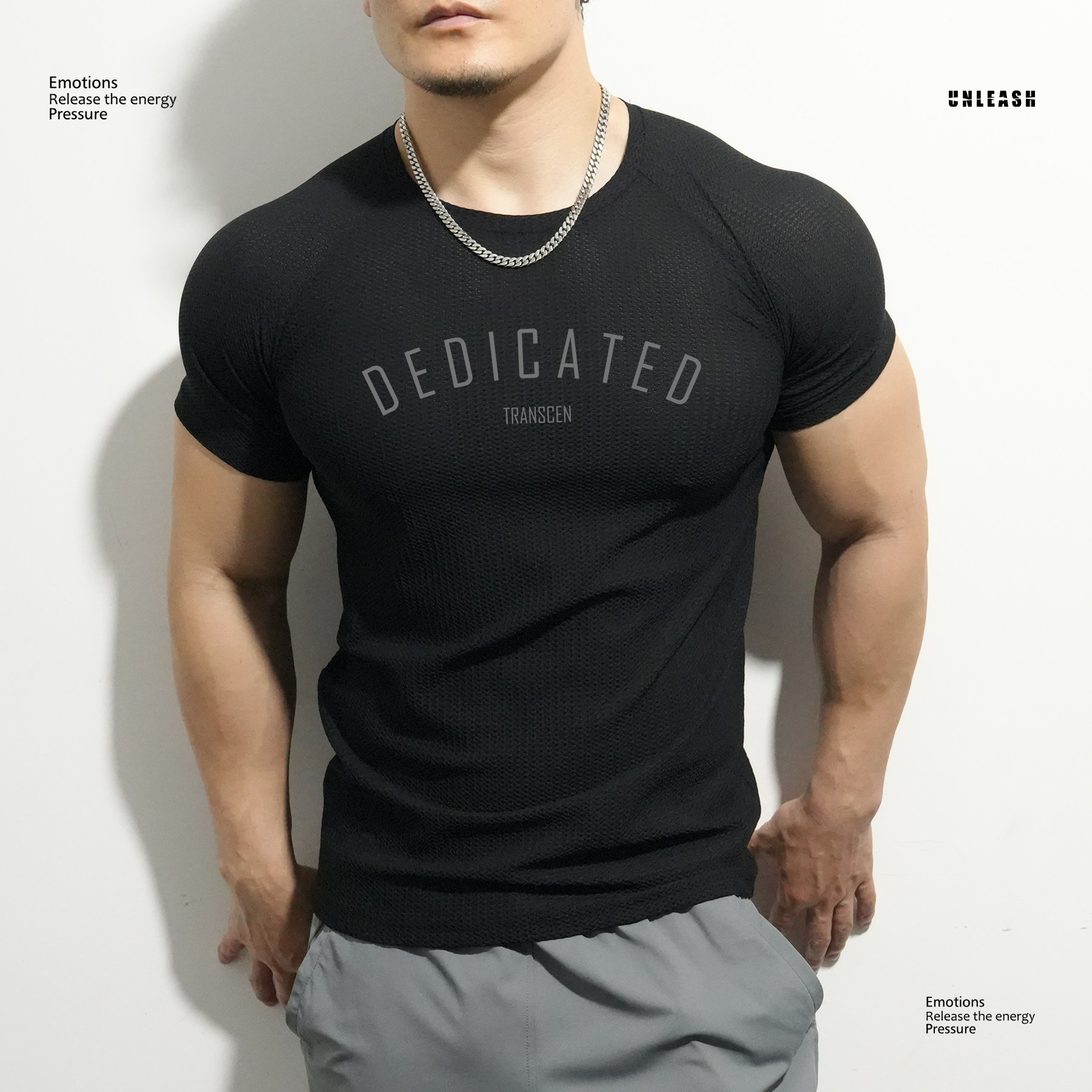 冰丝夏季闪电纹男士2026健身衣服紧身衣高弹速干吸汗透气薄显身材