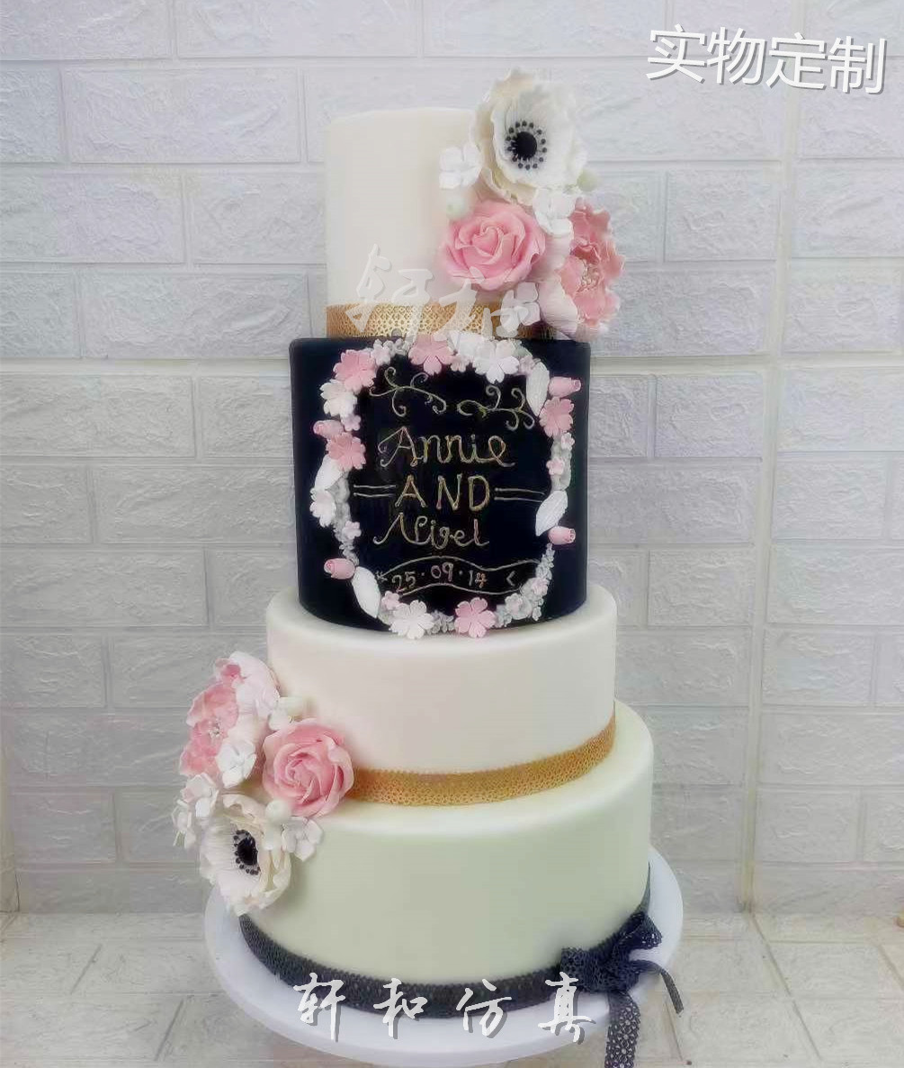 翻糖新款婚礼开业鲜花独角兽加高网红仿真蛋糕模型橱窗摄影道具