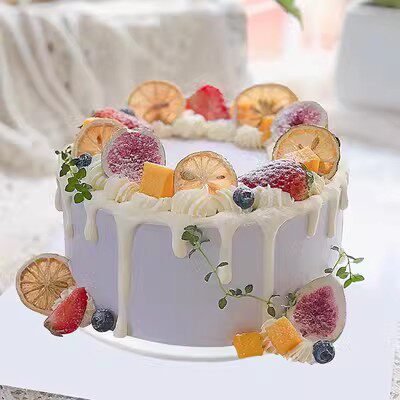 大淋面糖霜糖粉水果无花果仿真生日蛋糕模型欧式新款假蛋糕定制